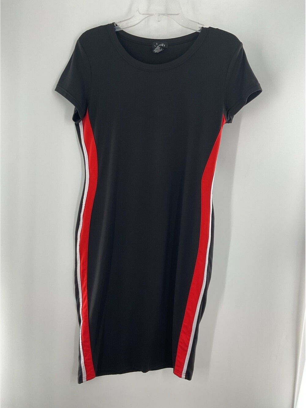 Justify Women’s Size Large T-Shirt Knee Length Dress Black And Red 143